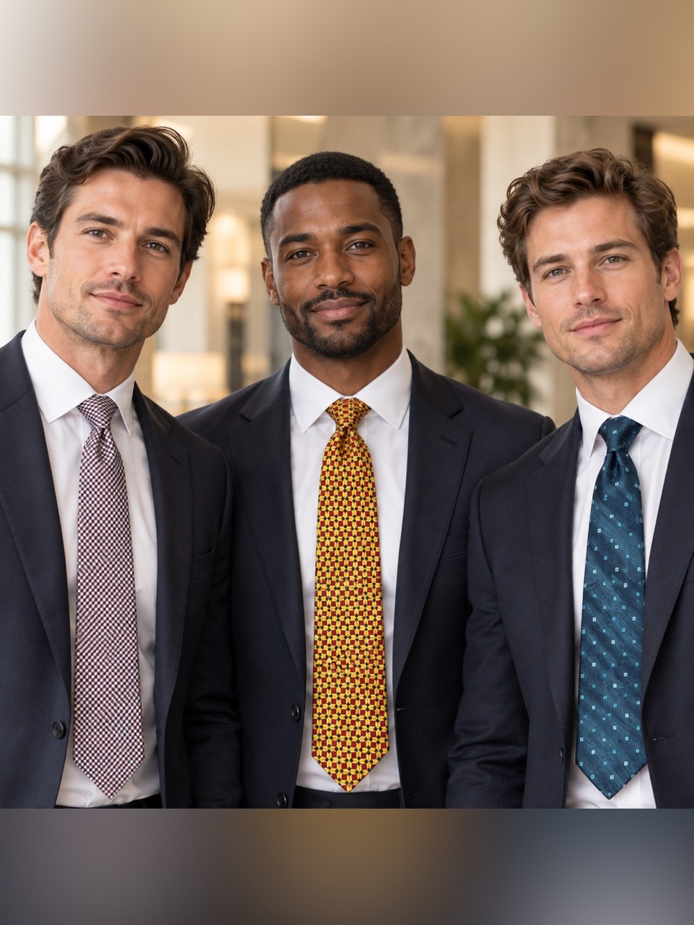 Men’s Silk Necktie Bundle of 3 Geometric Business Dress Ties